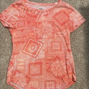Sonoma Women's Orange Geometric Short Sleeve Top XS The Everyday Tee Soft
